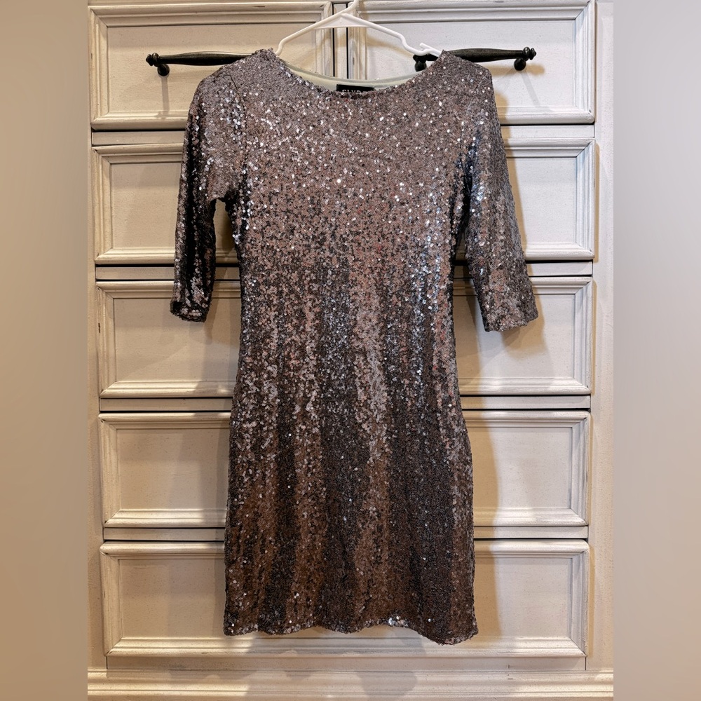 Club L Gray Sequins Mini Dress Women 6/Small